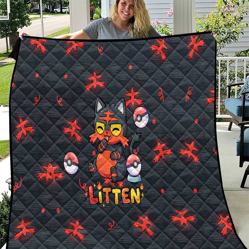 Litten Quilt Playful Ember Cartoon Art