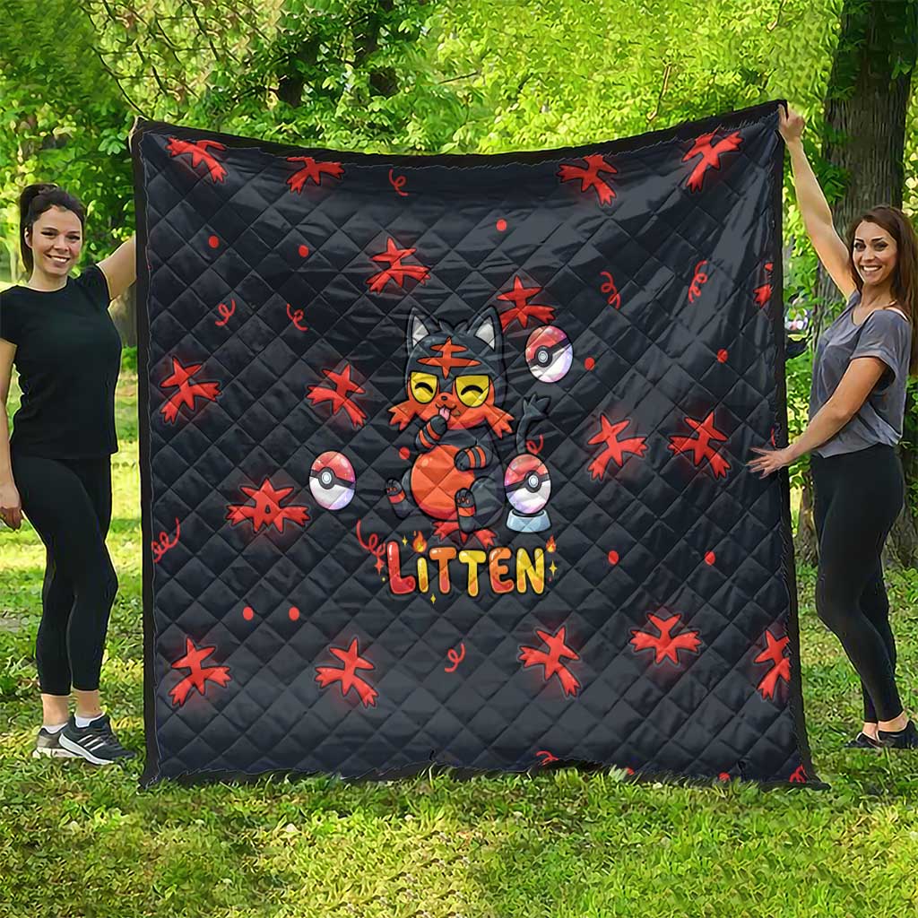 Litten Quilt Playful Ember Cartoon Art