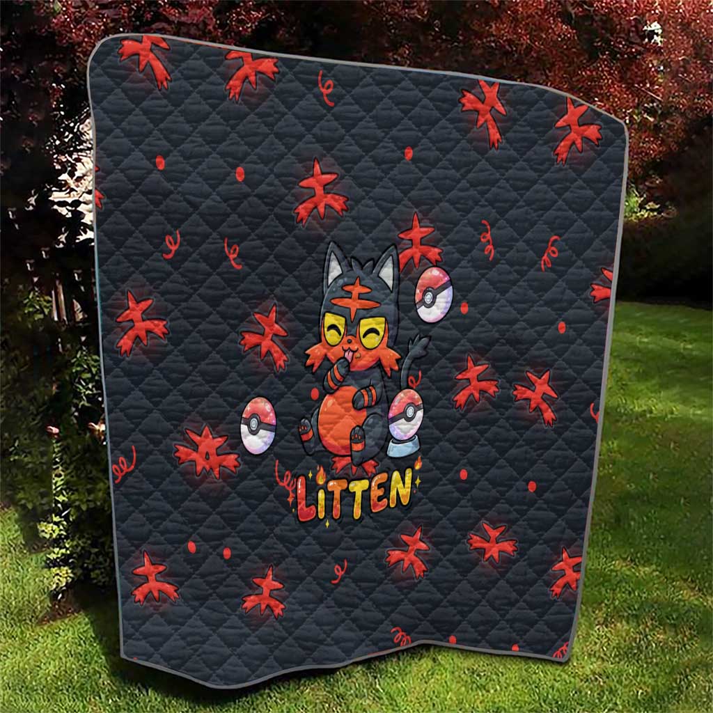 Litten Quilt Playful Ember Cartoon Art