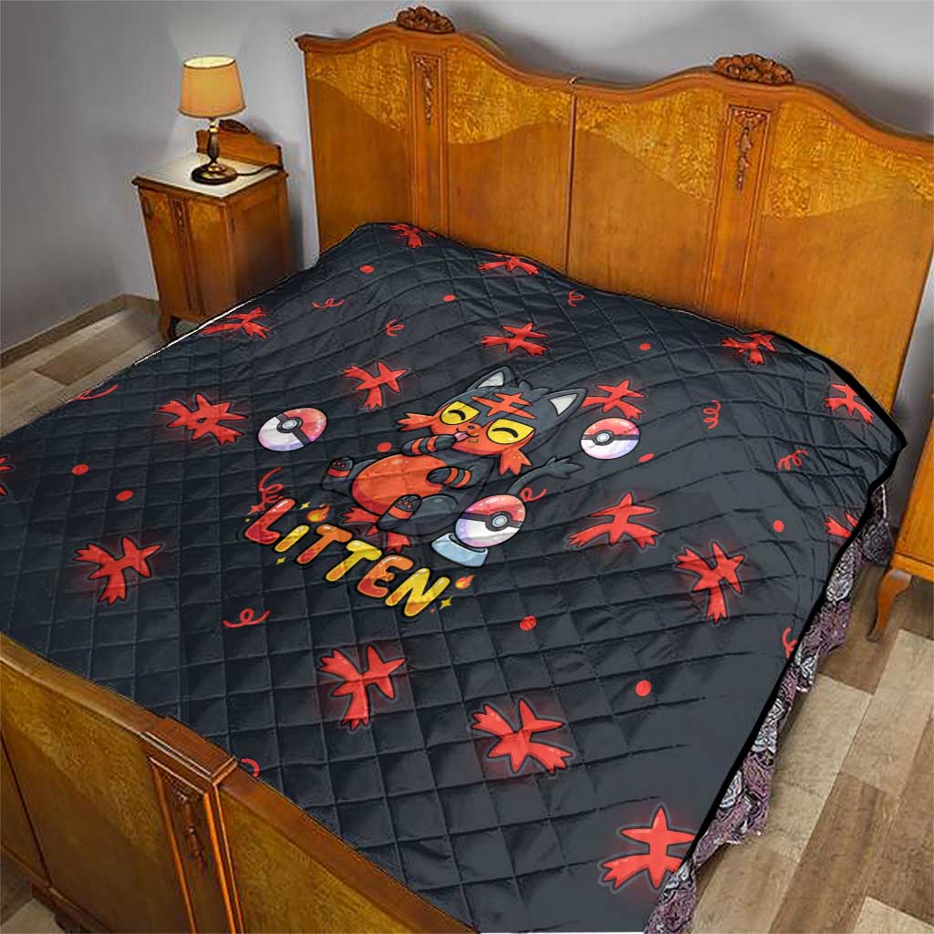 Litten Quilt Playful Ember Cartoon Art