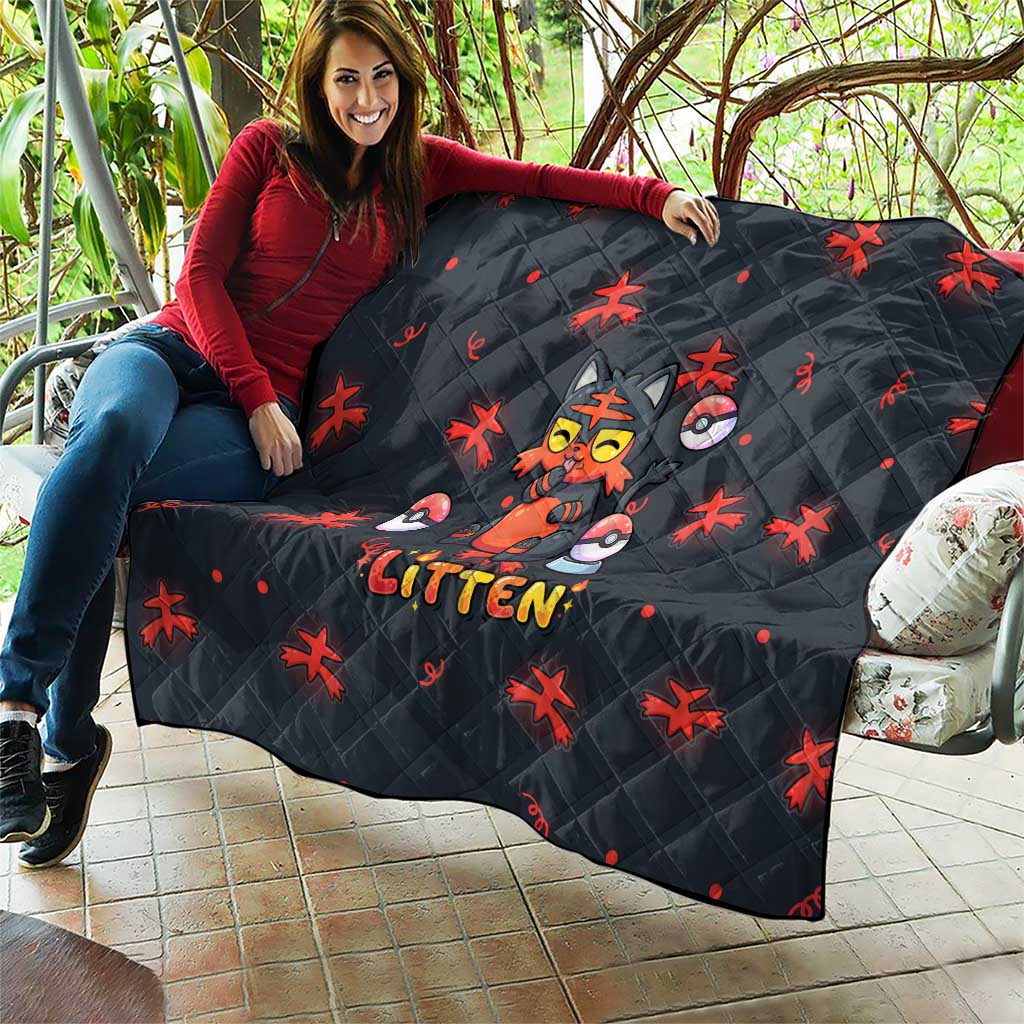Litten Quilt Playful Ember Cartoon Art
