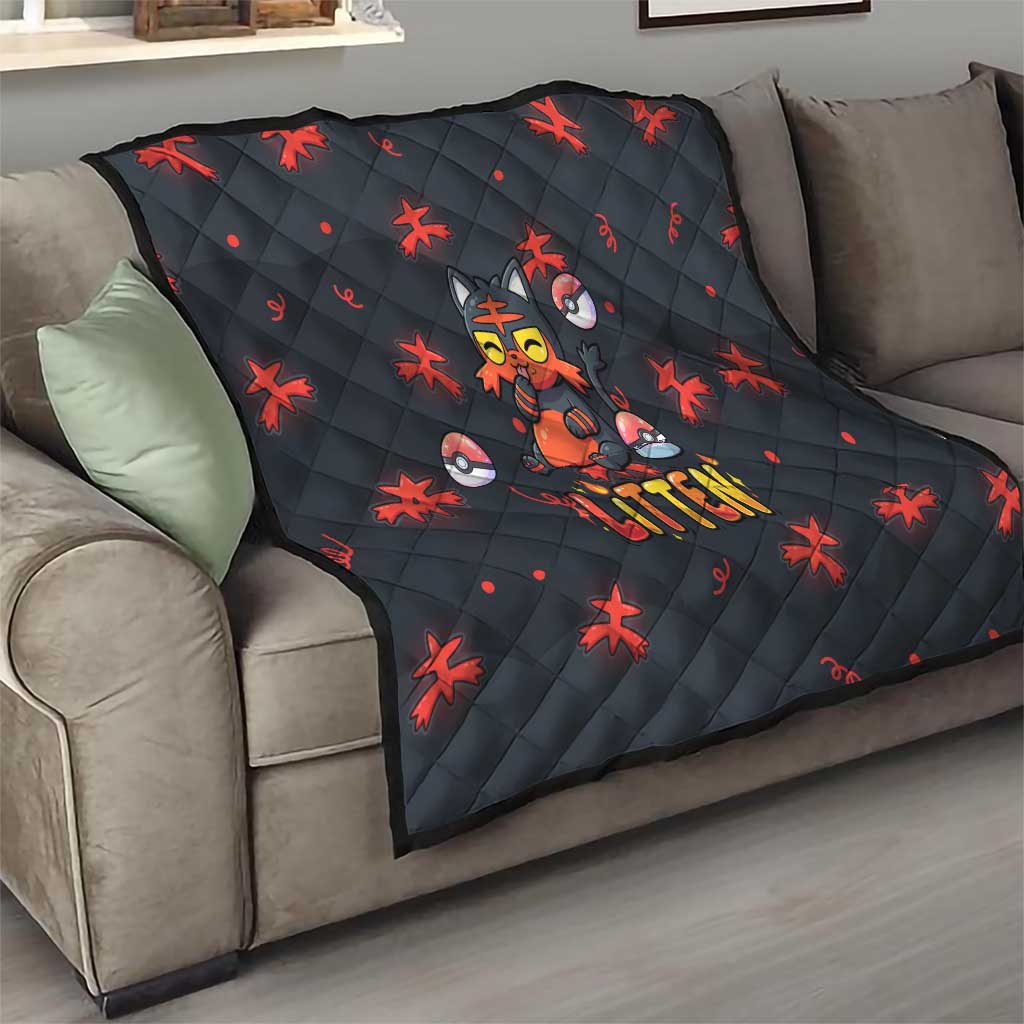 Litten Quilt Playful Ember Cartoon Art