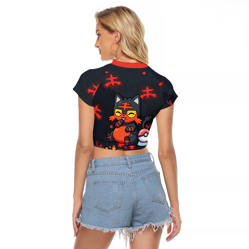 Litten Raglan Cropped T Shirt Playful Ember Cartoon Art