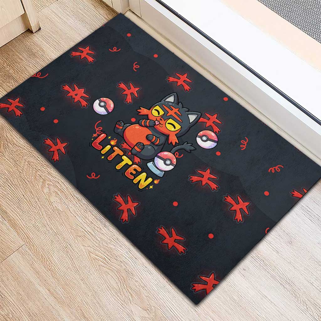 Litten Rubber Doormat Playful Ember Cartoon Art