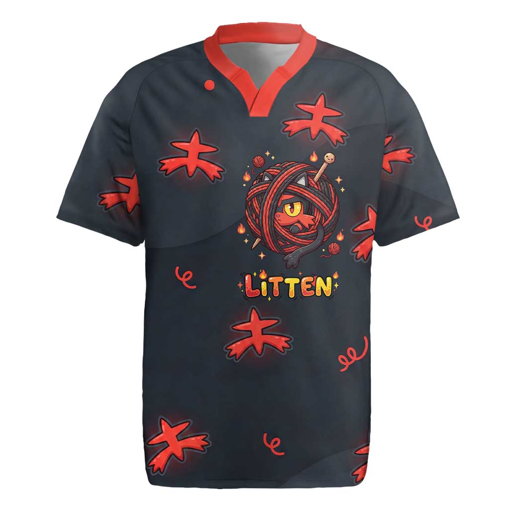 Litten Rugby Jersey Playful Ember Cartoon Art