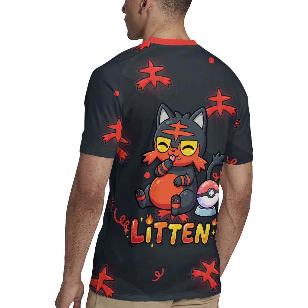 Litten Rugby Jersey Playful Ember Cartoon Art