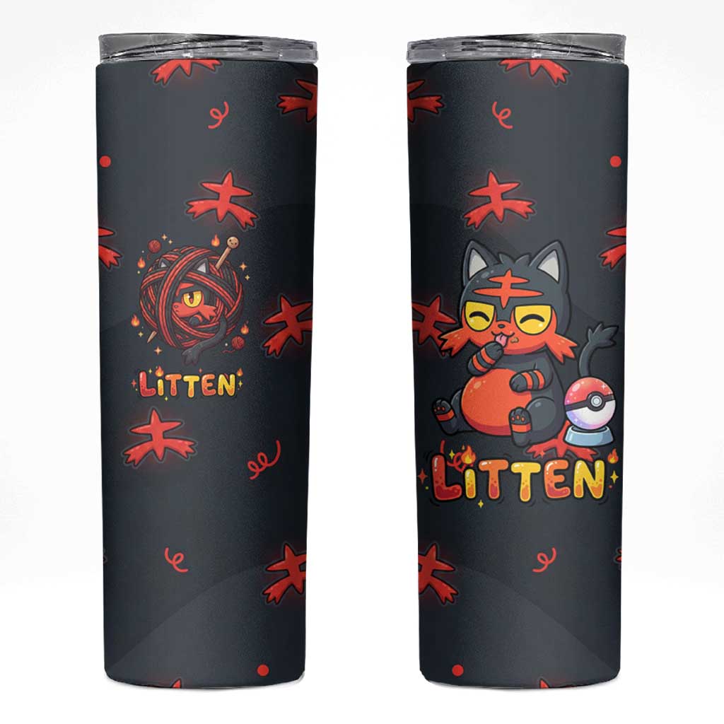 Litten Skinny Tumbler Playful Ember Cartoon Art