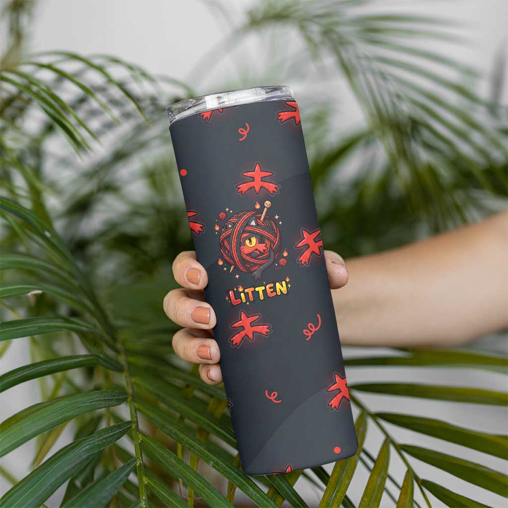 Litten Skinny Tumbler Playful Ember Cartoon Art