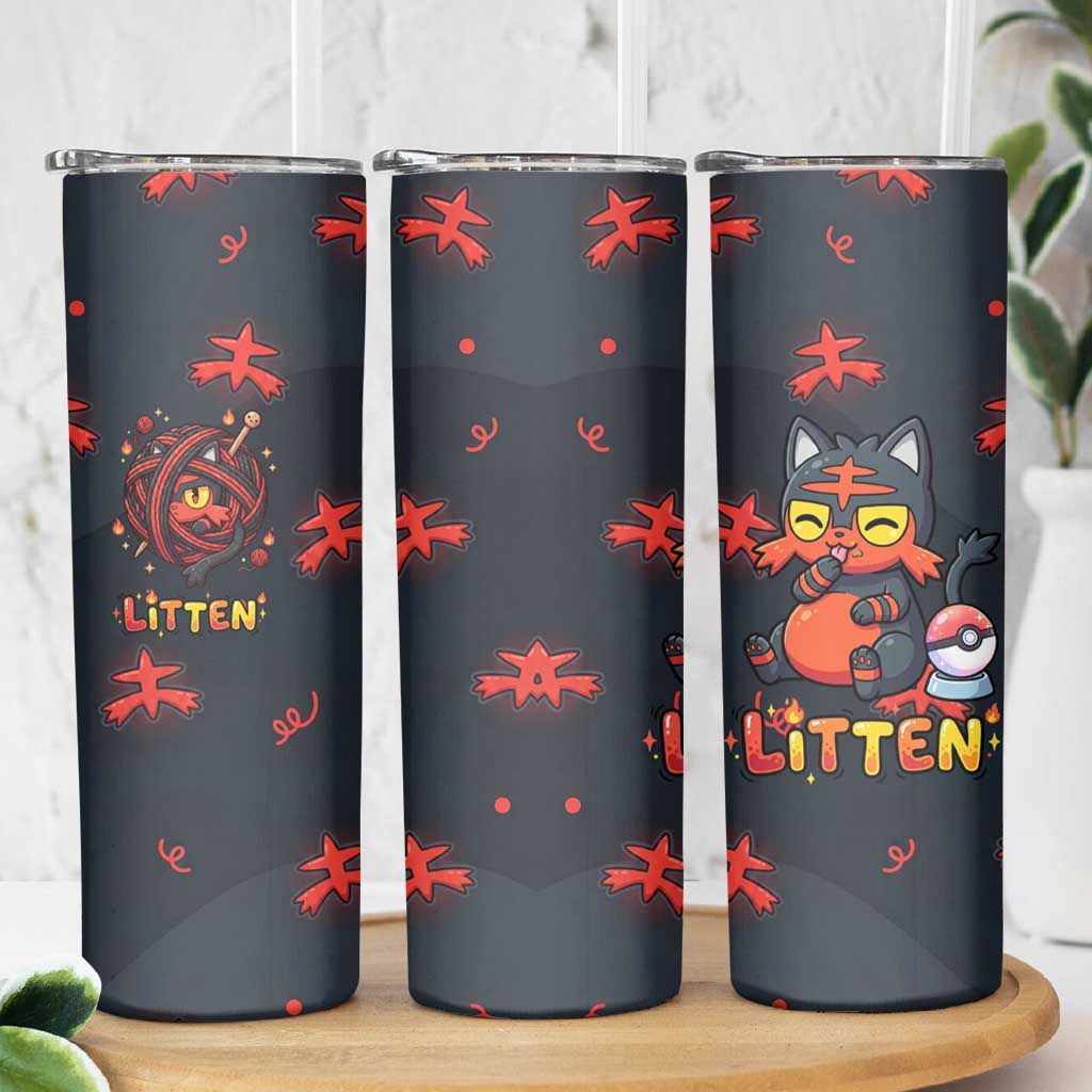 Litten Skinny Tumbler Playful Ember Cartoon Art