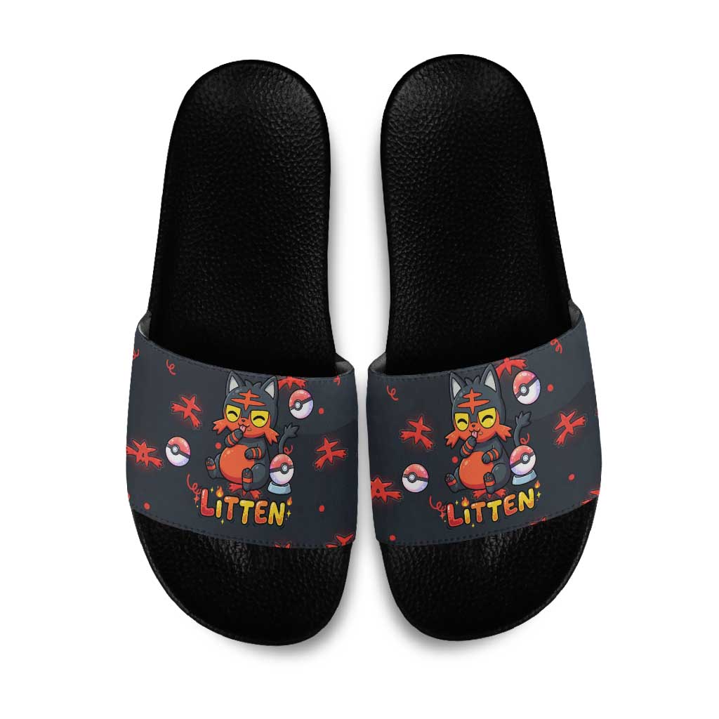 Litten Slide Sandals Playful Ember Cartoon Art