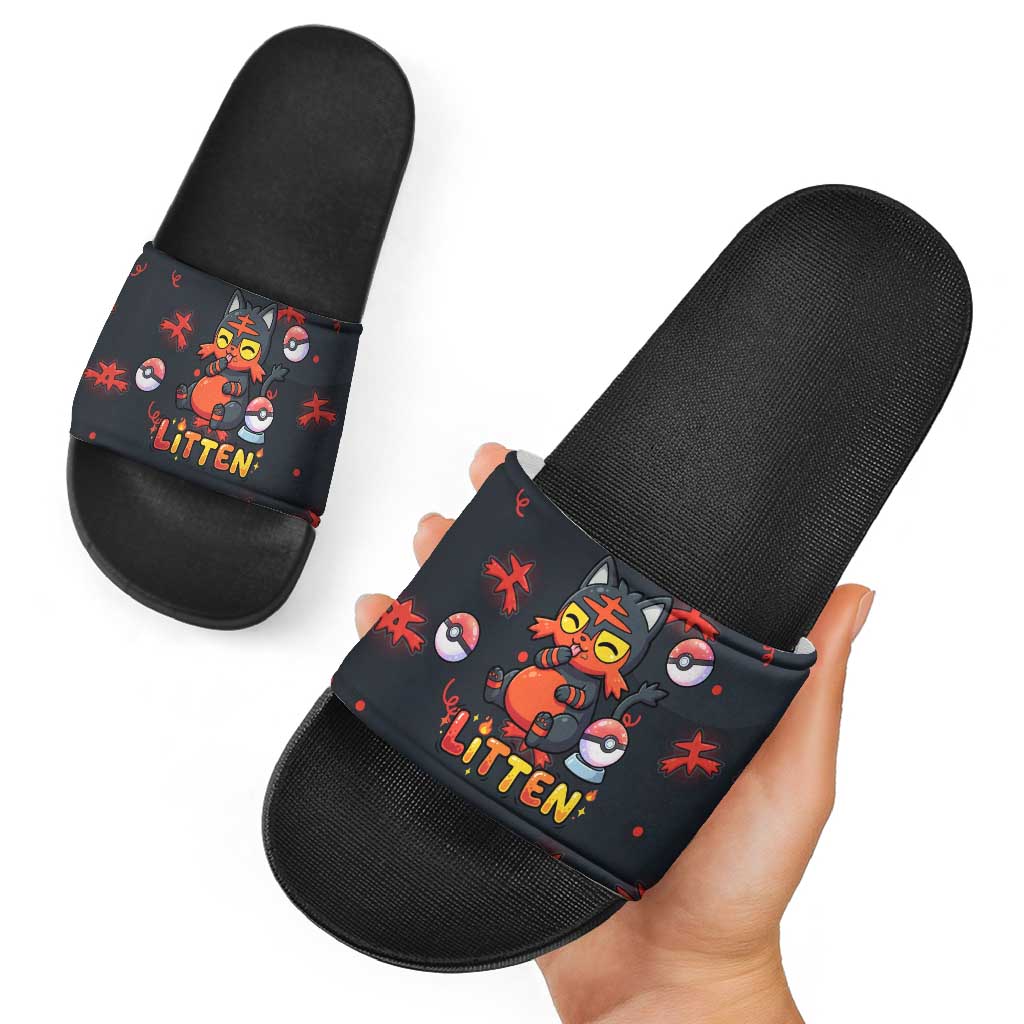 Litten Slide Sandals Playful Ember Cartoon Art