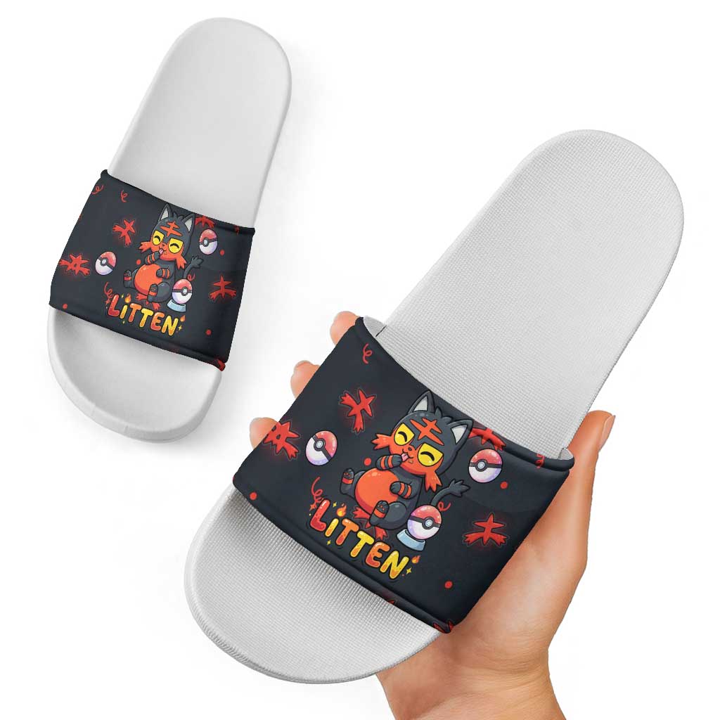 Litten Slide Sandals Playful Ember Cartoon Art