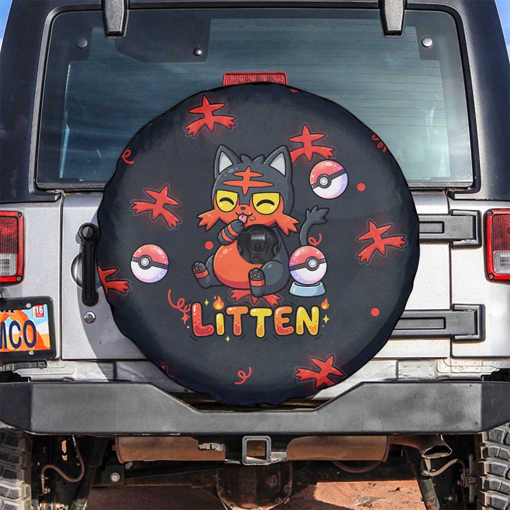 Litten Spare Tire Cover Playful Ember Cartoon Art