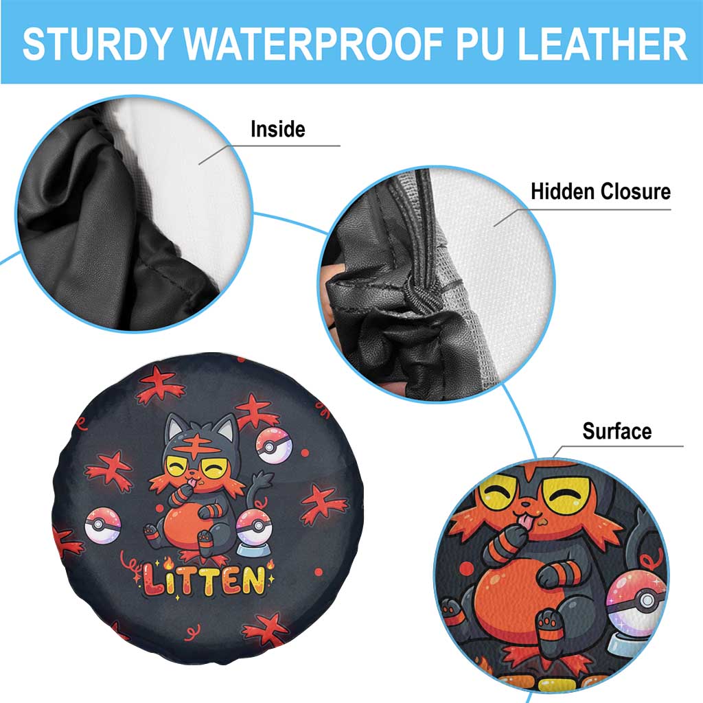 Litten Spare Tire Cover Playful Ember Cartoon Art