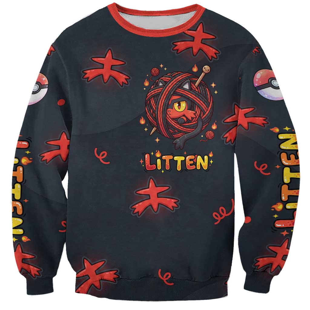 Litten Sweatshirt Playful Ember Cartoon Art