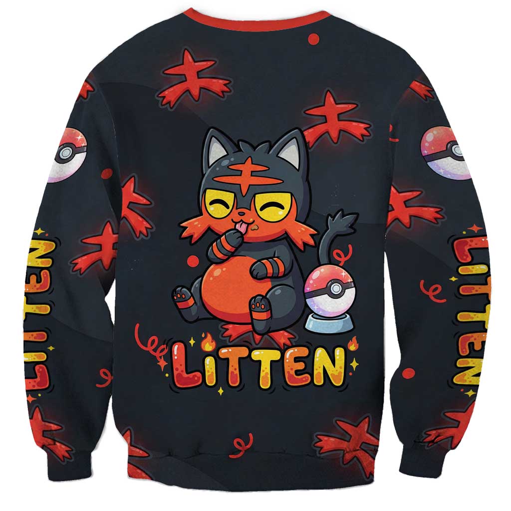 Litten Sweatshirt Playful Ember Cartoon Art