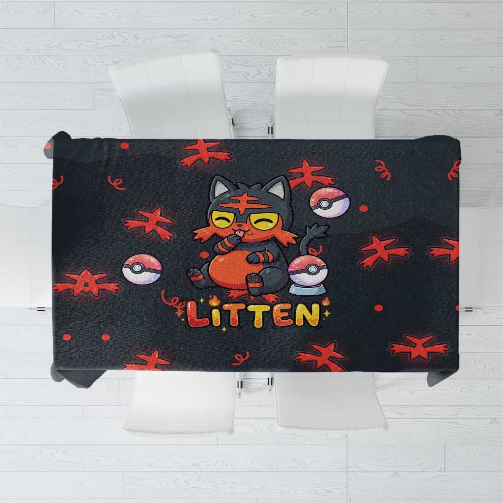 Litten Tablecloth Playful Ember Cartoon Art