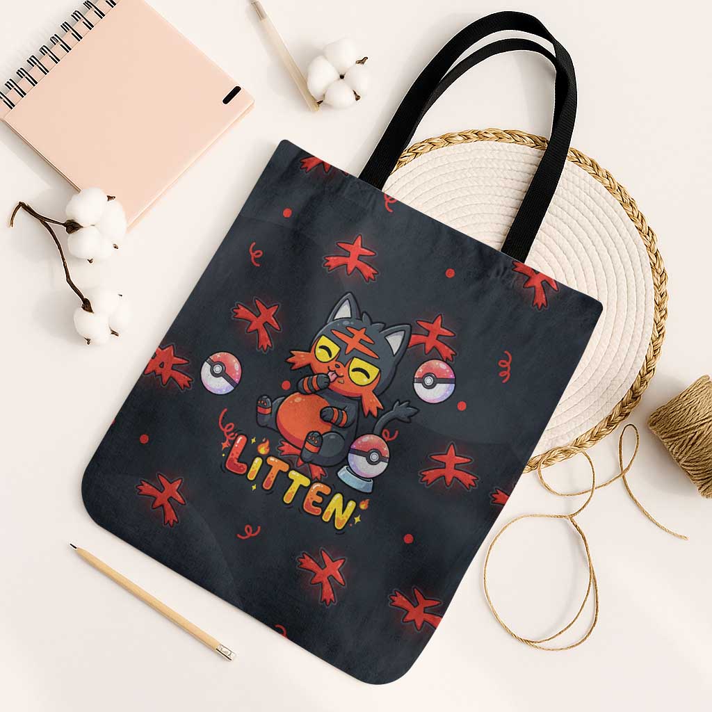 Litten Tote Bag Playful Ember Cartoon Art