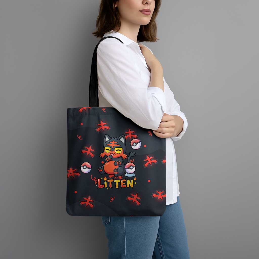 Litten Tote Bag Playful Ember Cartoon Art