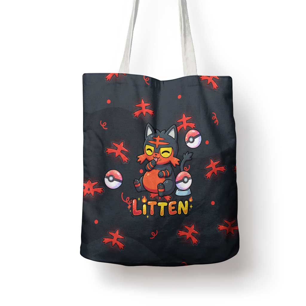 Litten Tote Bag Playful Ember Cartoon Art