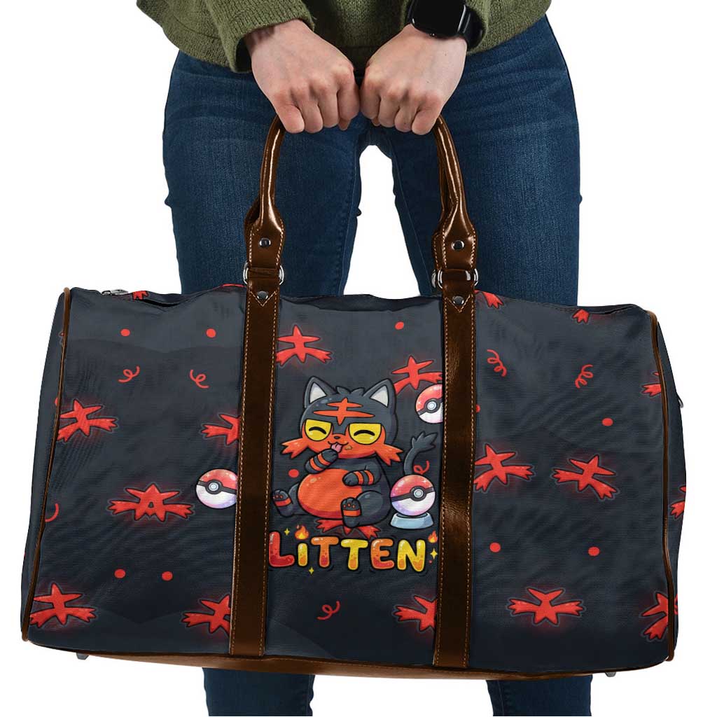 Litten Travel Bag Playful Ember Cartoon Art