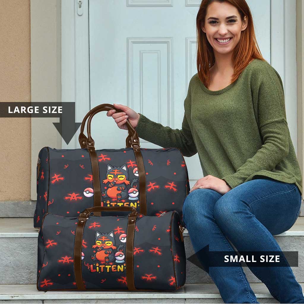 Litten Travel Bag Playful Ember Cartoon Art
