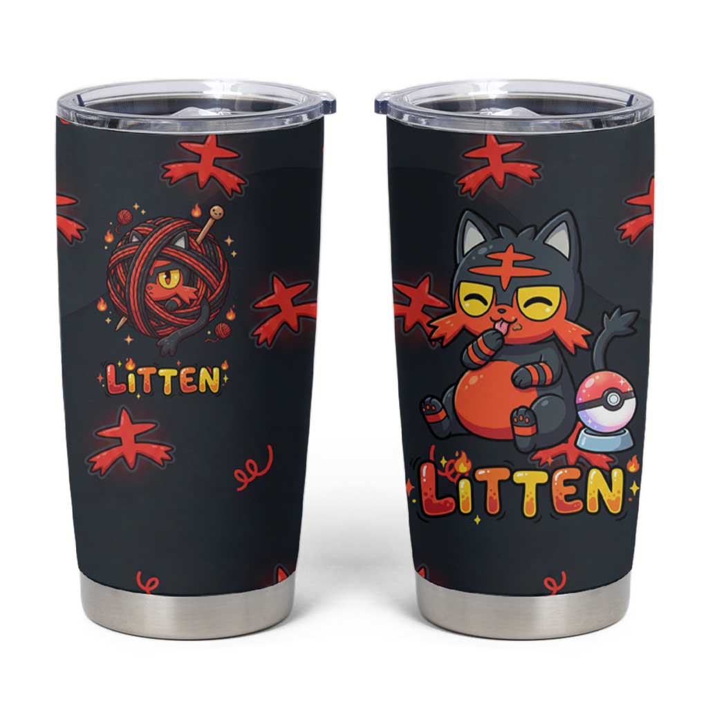Litten Tumbler Cup Playful Ember Cartoon Art