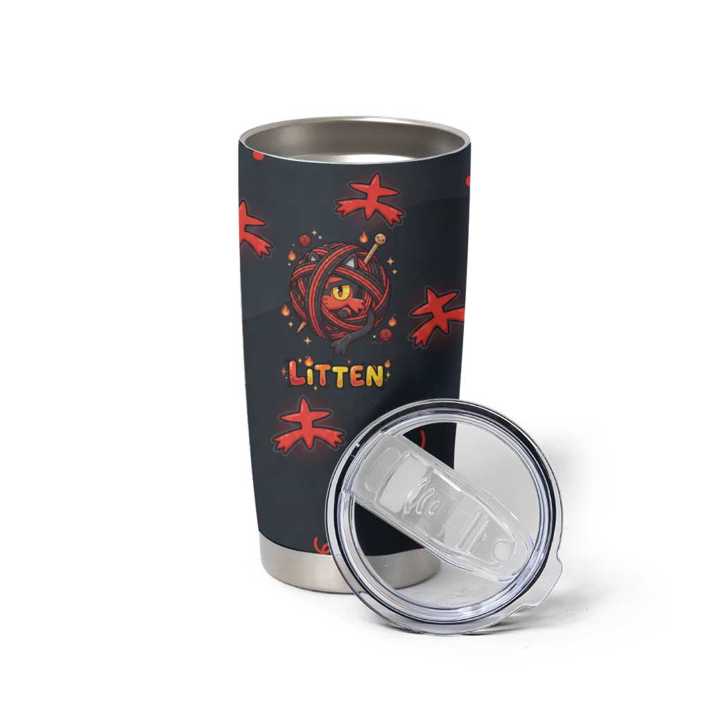 Litten Tumbler Cup Playful Ember Cartoon Art
