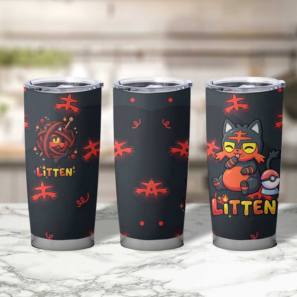 Litten Tumbler Cup Playful Ember Cartoon Art