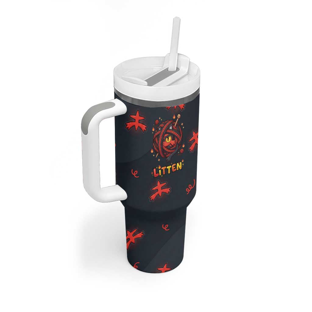 Litten Tumbler With Handle Playful Ember Cartoon Art