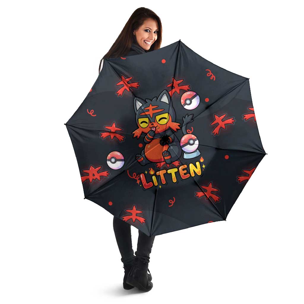 Litten Umbrella Playful Ember Cartoon Art