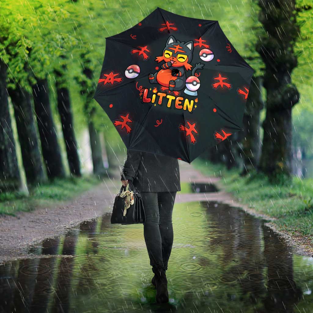 Litten Umbrella Playful Ember Cartoon Art