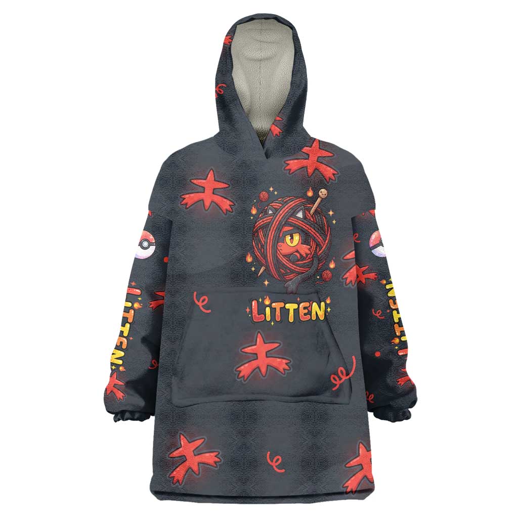 Litten Wearable Blanket Hoodie Playful Ember Cartoon Art