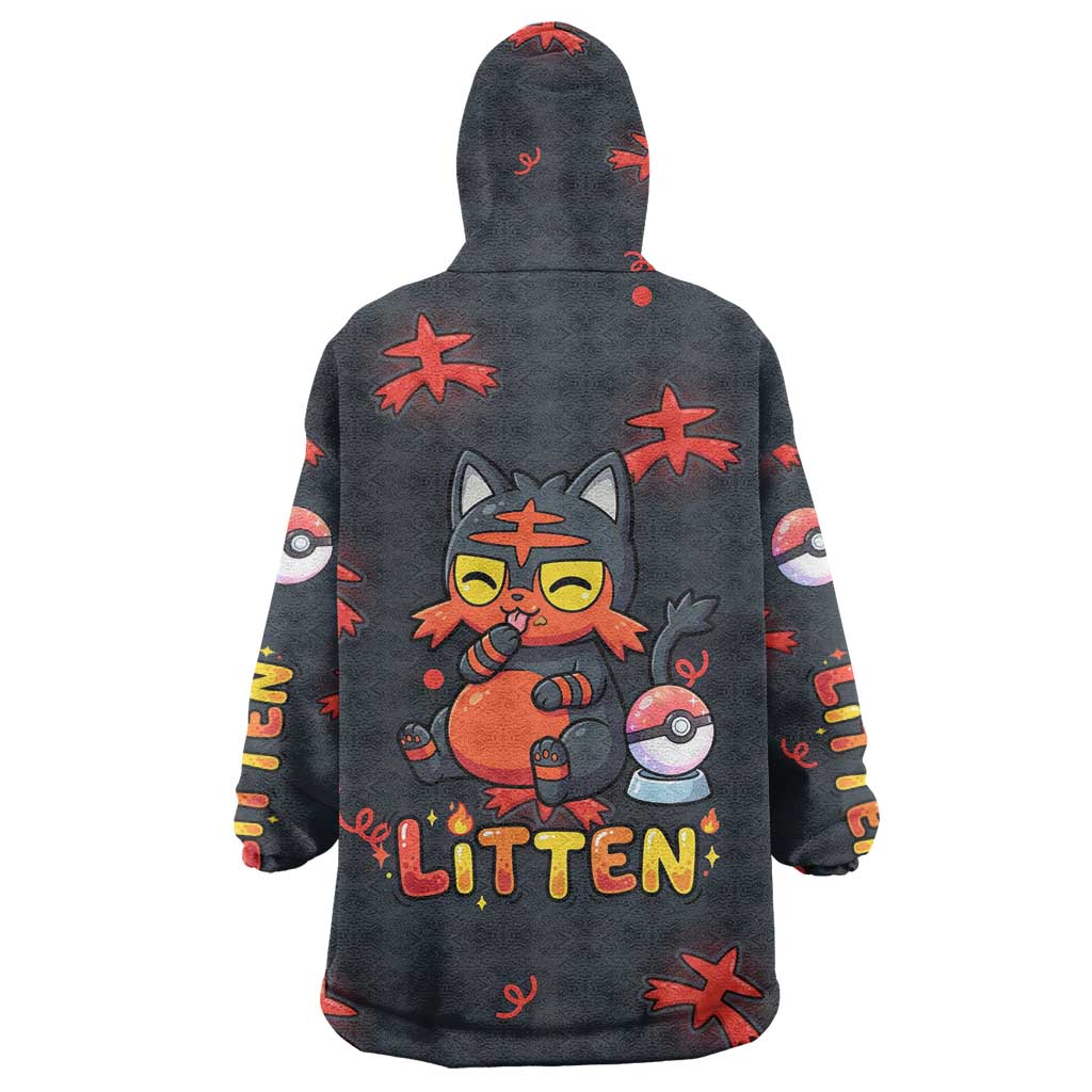 Litten Wearable Blanket Hoodie Playful Ember Cartoon Art