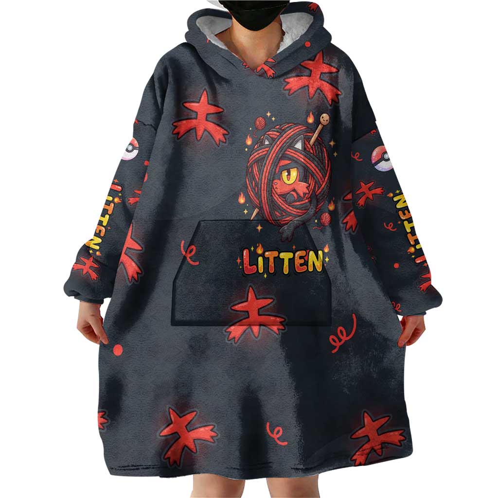 Litten Wearable Blanket Hoodie Playful Ember Cartoon Art