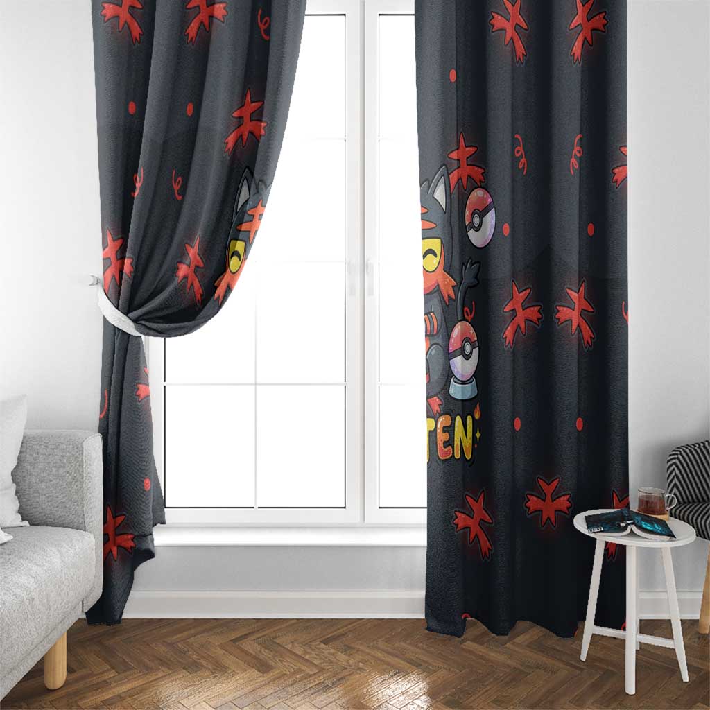 Litten Window Curtain Playful Ember Cartoon Art
