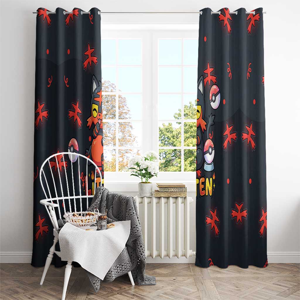 Litten Window Curtain Playful Ember Cartoon Art