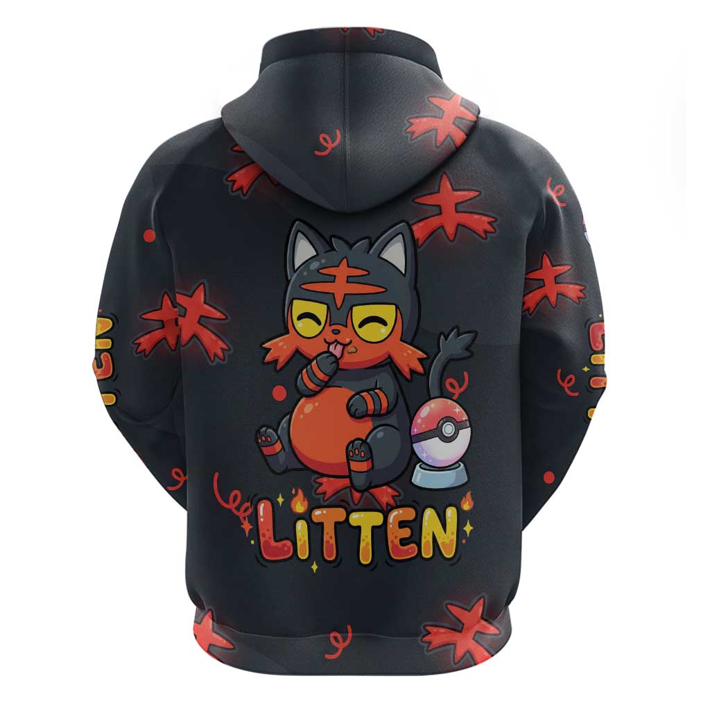 Litten Zip Hoodie Playful Ember Cartoon Art