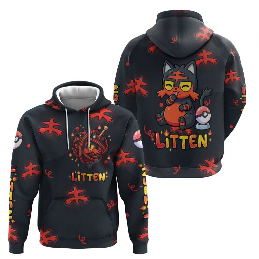 Litten Zip Hoodie Playful Ember Cartoon Art