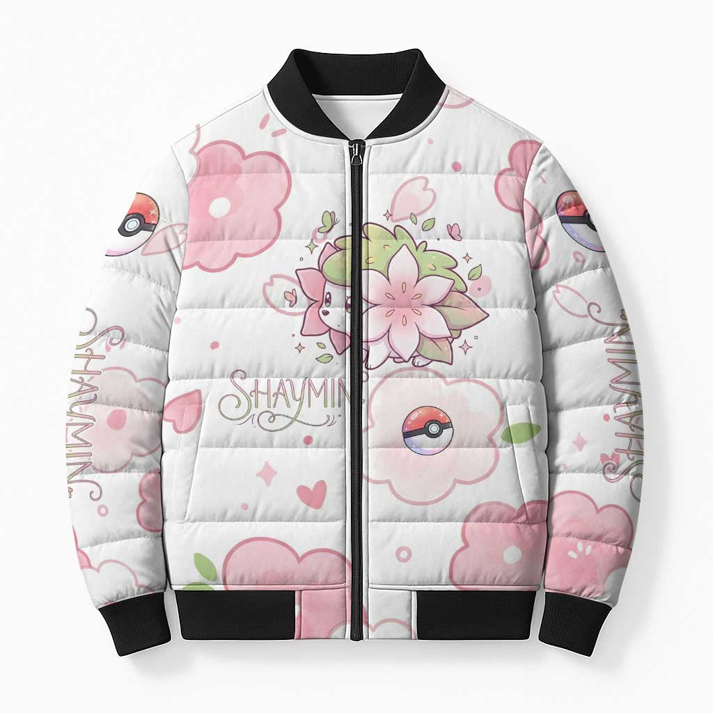 Shaymin Bomber Puffer Jacket Floral Pastel Blossom Art