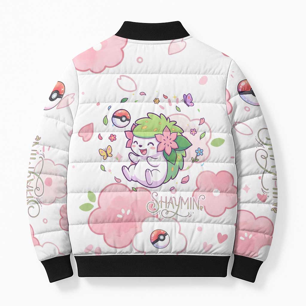 Shaymin Bomber Puffer Jacket Floral Pastel Blossom Art