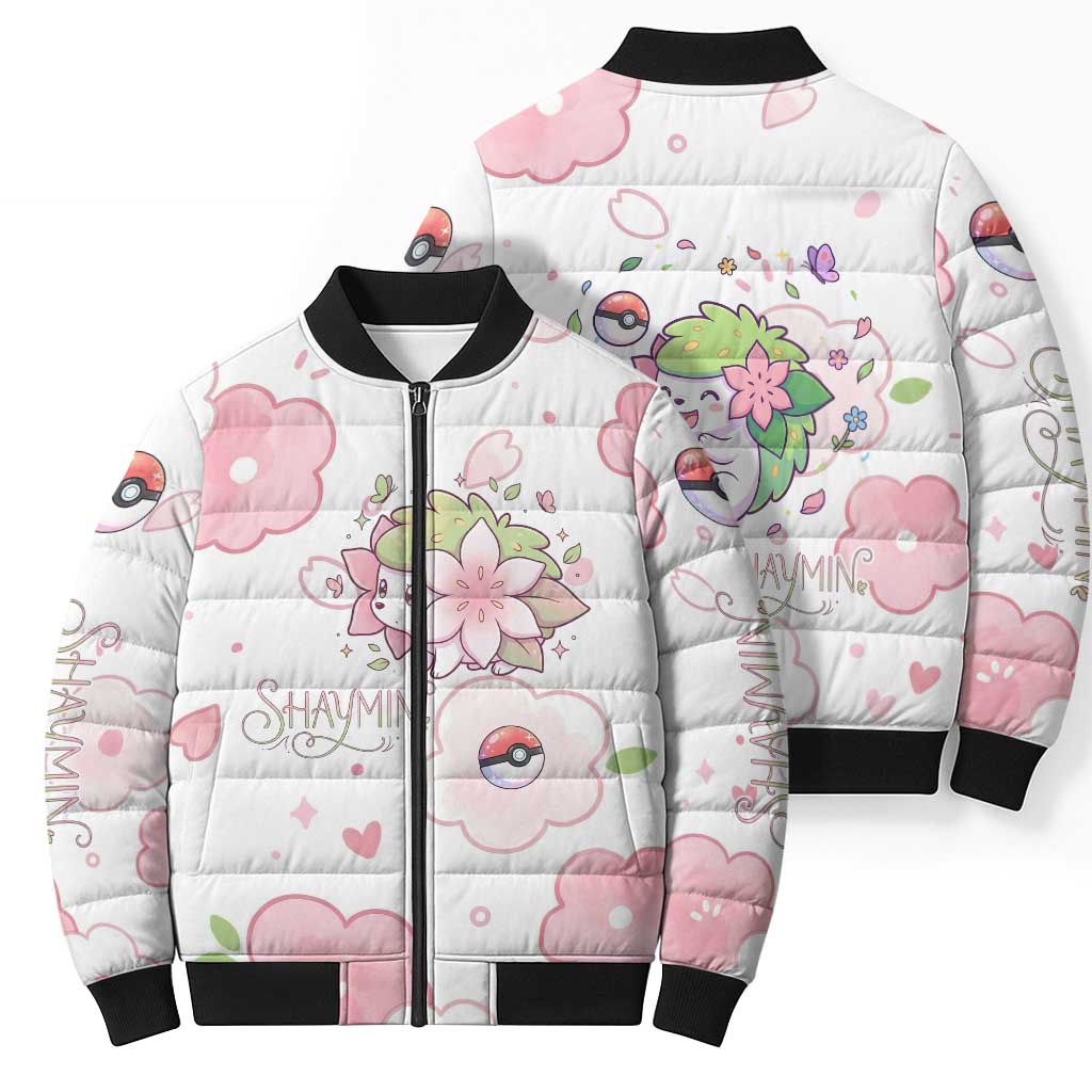 Shaymin Bomber Puffer Jacket Floral Pastel Blossom Art