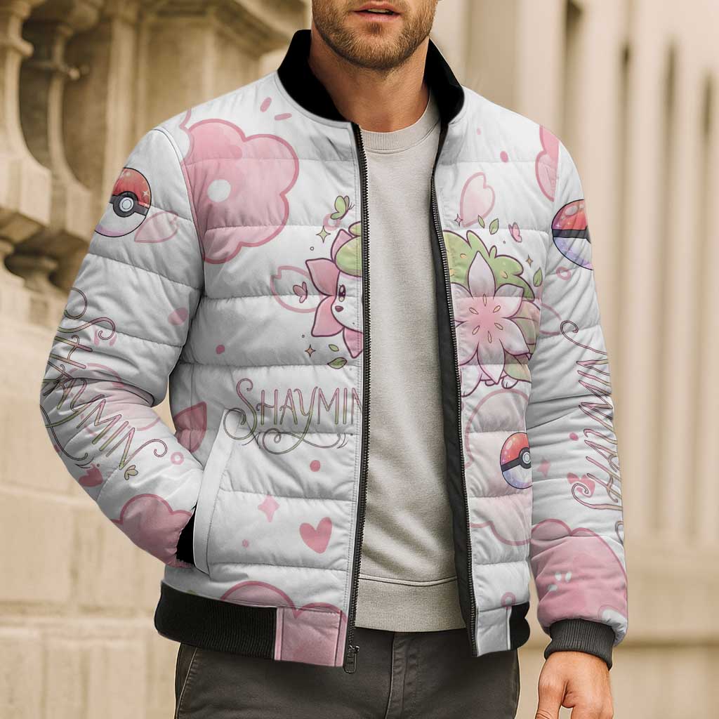 Shaymin Bomber Puffer Jacket Floral Pastel Blossom Art