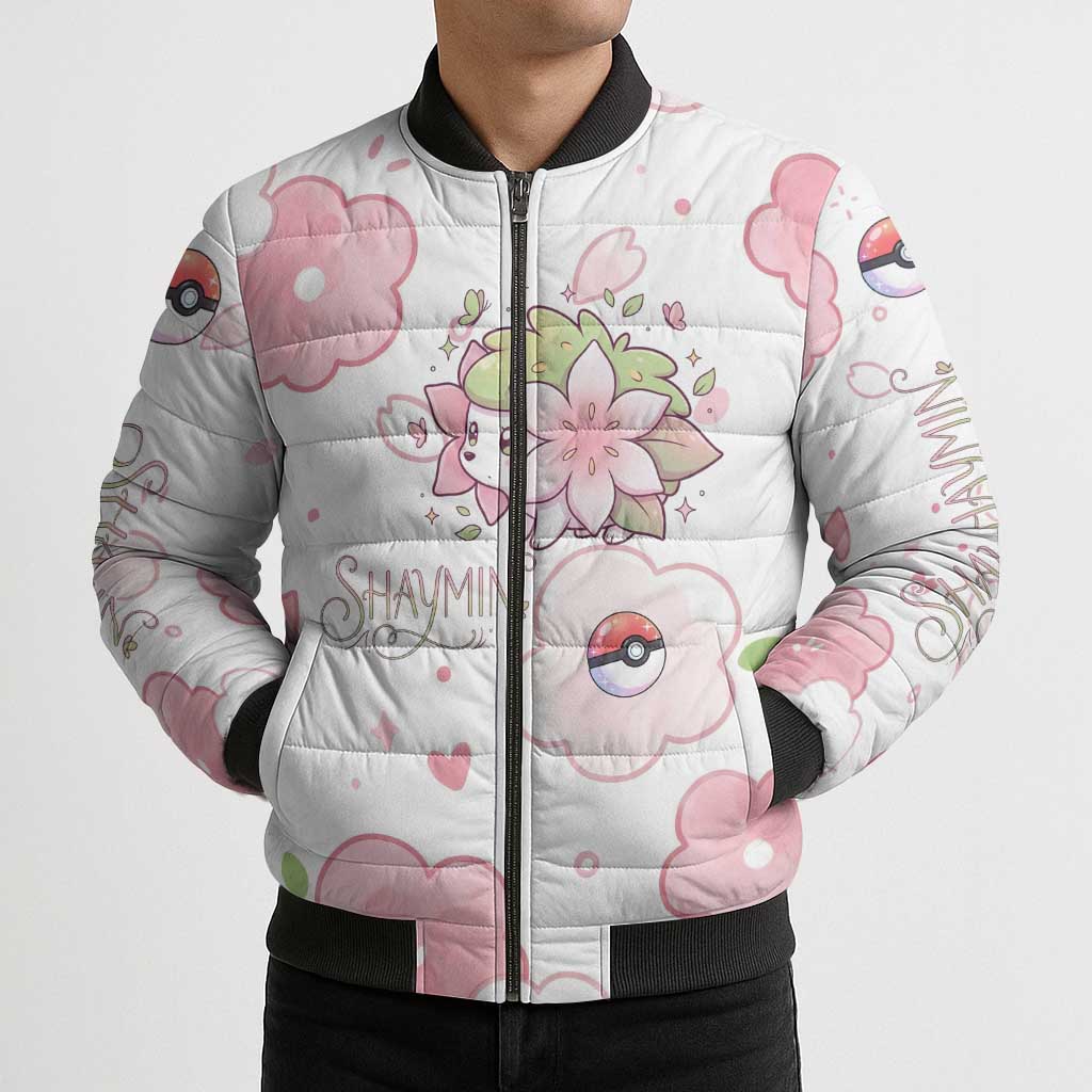 Shaymin Bomber Puffer Jacket Floral Pastel Blossom Art