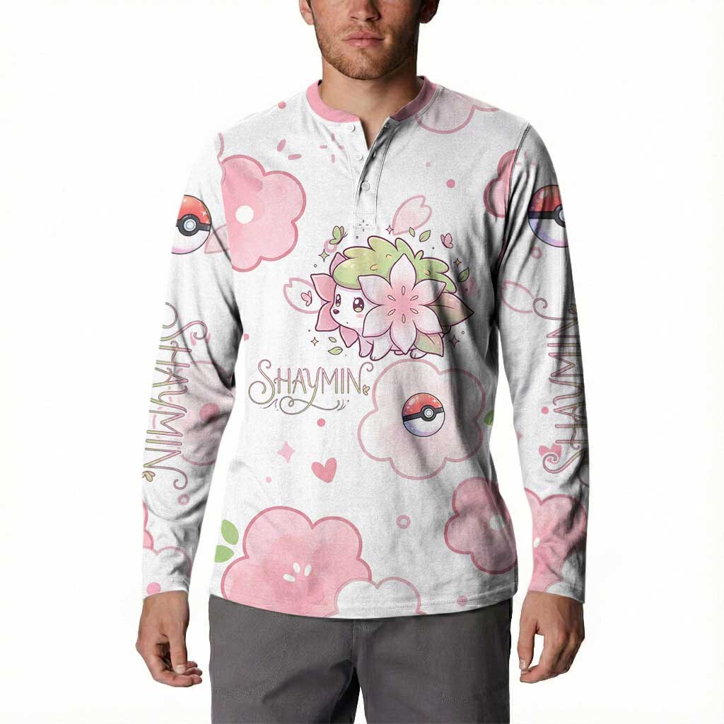 Shaymin Button Sweatshirt Floral Pastel Blossom Art
