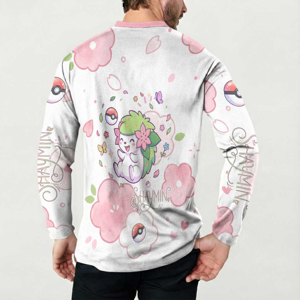 Shaymin Button Sweatshirt Floral Pastel Blossom Art