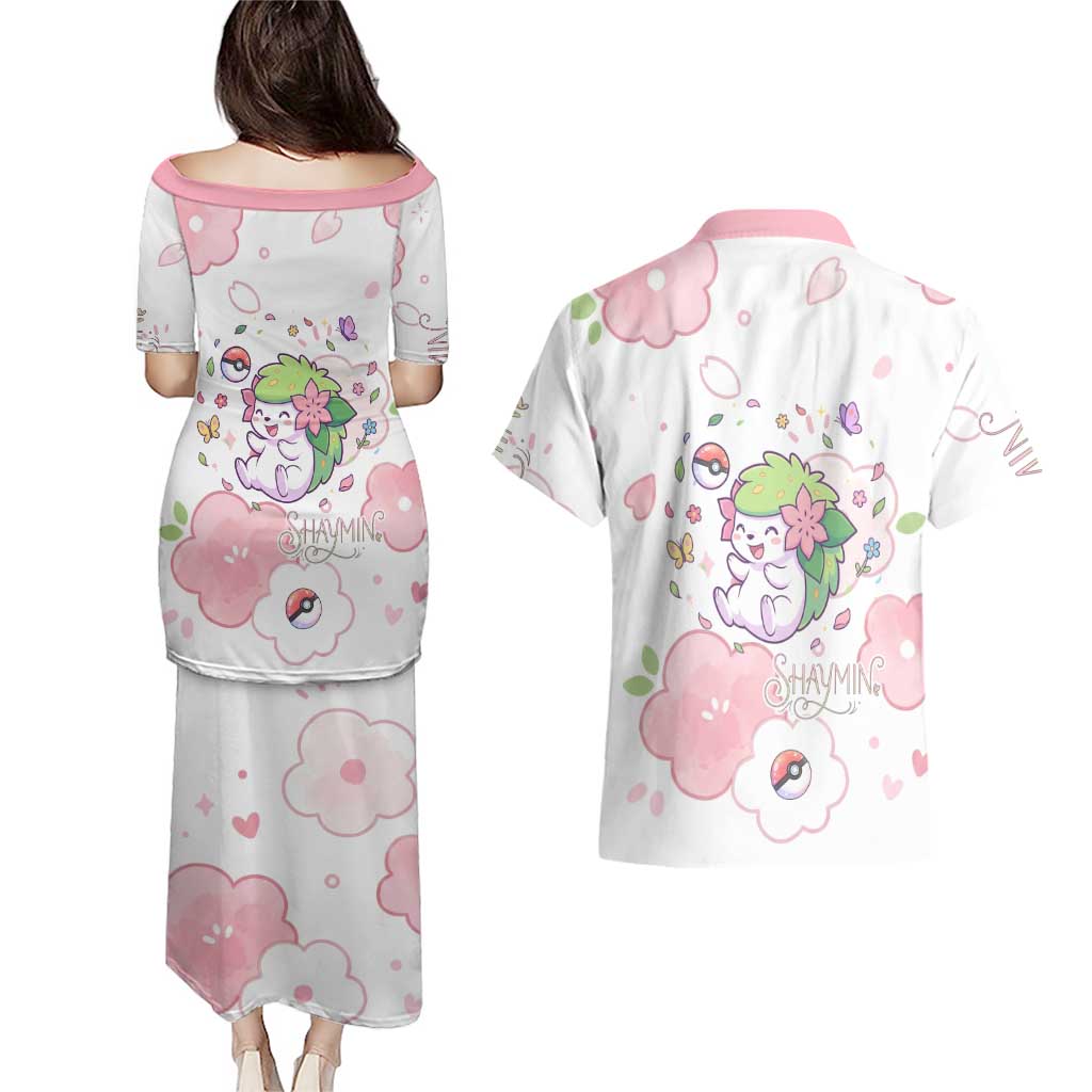 Shaymin Couples Matching Puletasi and Hawaiian Shirt Floral Pastel Blossom Art