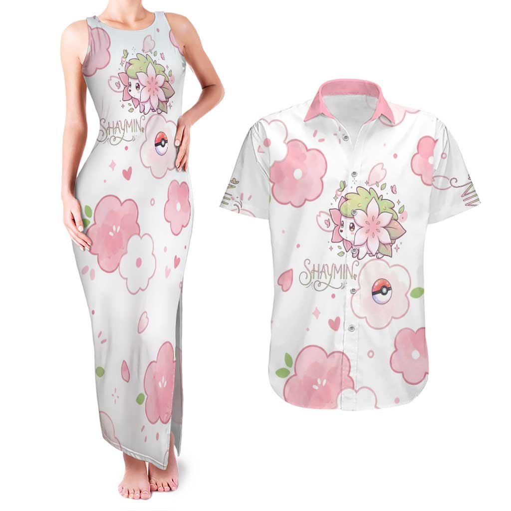 Shaymin Couples Matching Tank Maxi Dress and Hawaiian Shirt Floral Pastel Blossom Art