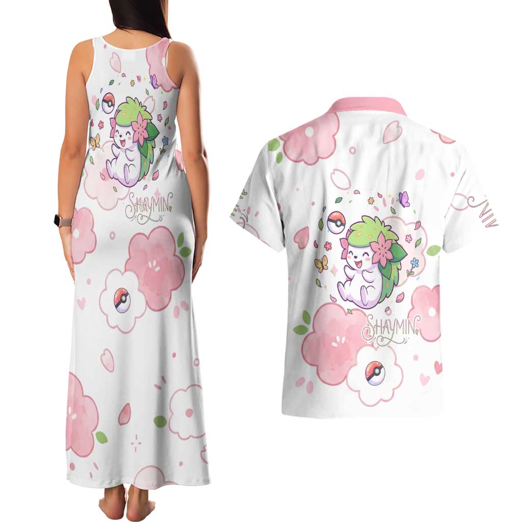 Shaymin Couples Matching Tank Maxi Dress and Hawaiian Shirt Floral Pastel Blossom Art