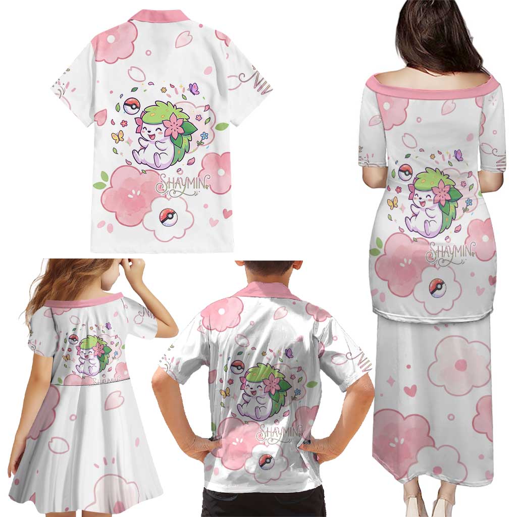 Shaymin Family Matching Puletasi and Hawaiian Shirt Floral Pastel Blossom Art